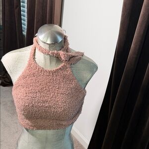 SKIMS Textured Halter Top in Dusty Pink